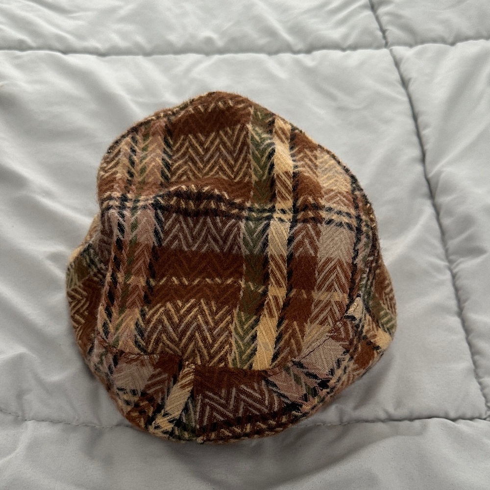 Plaid Brown Women's Hat - Picture 3 of 3